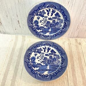 Vintage blue willow plates 9 1/4” replacement decor cottage